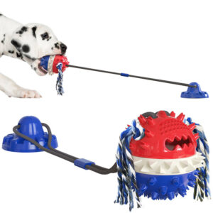 Vacuum tug-of-war suction cup rope ball dog toy
