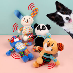 Durable, fun-filled plush pet toys for cats and dogs that make sounds.