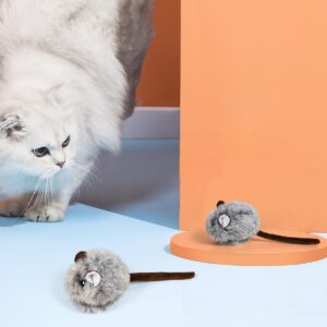 Gray realistic and fun prank mini plush mouse toy for everyday play, cat self-entertainment pet toys